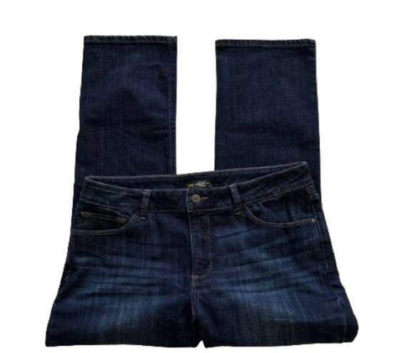 Lee  Jeans Regular Fit Dark Wash Mid Rise Secretly Shapes Straight Leg Size 16S