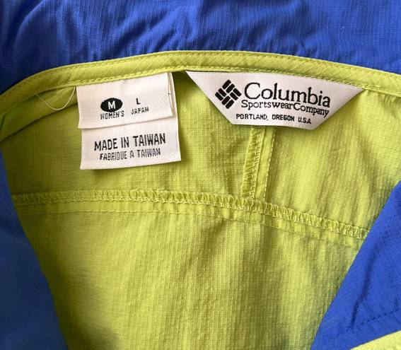 Columbia Vintage  Lime & Blue Quarter Zip Windbreaker Jacket