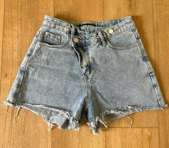 The Kript  Crossover Waist light wash Denim Jean Shorts