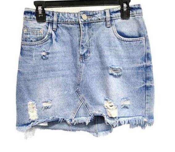 Refuge  Distressed Denim Mini Skirt Size Medium