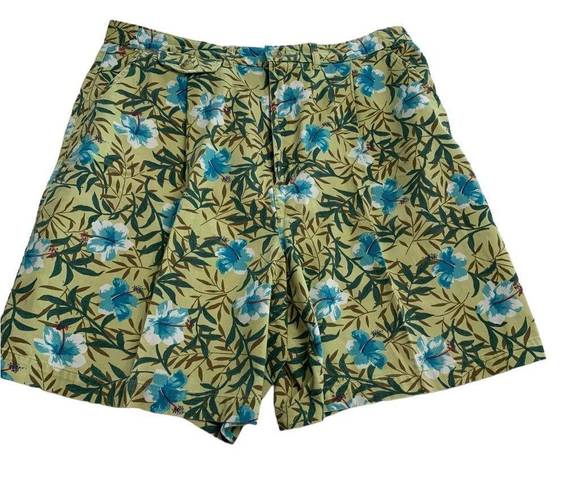 White Stag Vintage  1990s Tropical Print High Waisted Bermuda Shorts / Size 16