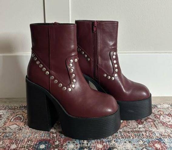 Urban Outfitters Red leather platform boots