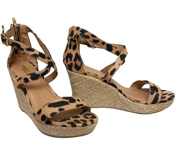 Charlotte Russe  Leopard Cross Strap Espadrille Wedge Sandals