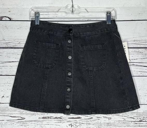 Brandy Melville  Pacsun NWT 27/4 Black Denim Snap Button Front A-Line Jean Skirt