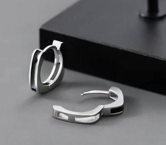 925 Silver Plated Geometry Hoop Earrings for Men Women