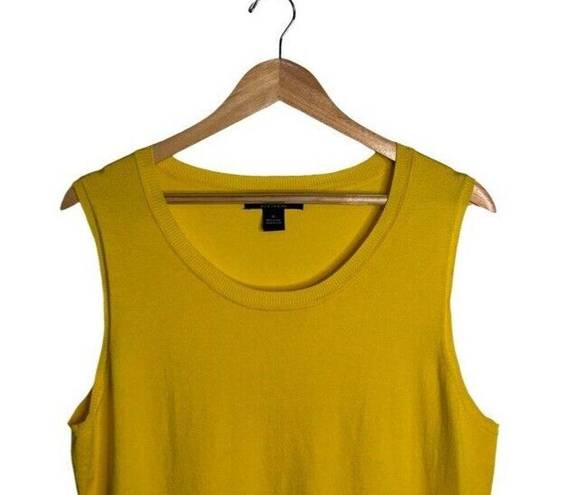 August Silk Top Knit Yellow Shell Viscose Silk Knit Sleeveless Size XL EUC