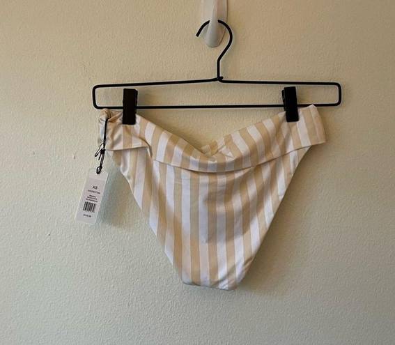 We Wore What NWT  Annie Bottom Neutral Stripe Print Lightweight Beach Swimsuit