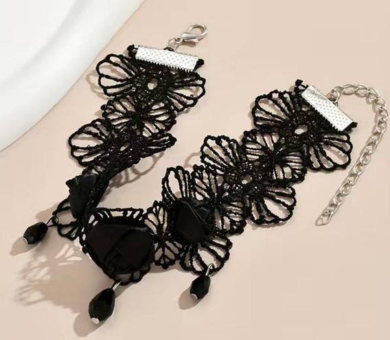 Gothic‎ Retro Style Black Flower Lace Anklet