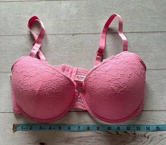 Juicy Couture  Padded Pink Lace Adjustable Straps Women’s Cup Size 38DD Barbie