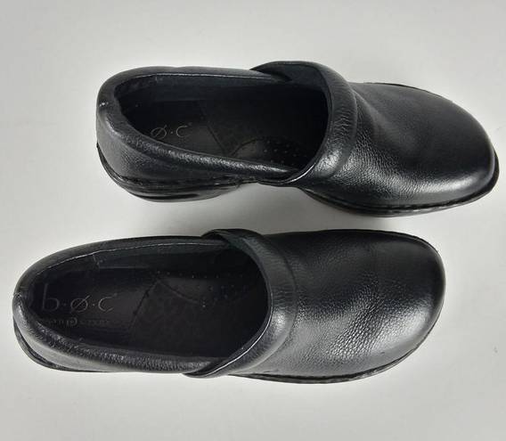 Born concept BOC  Peggy Clog Shoe Black Leather Comfort Slip On Women's Size 7.5