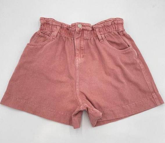 idem Ditto  Jean Shorts Paper Bag Cotton Women Size Large Brownish Pink Denim