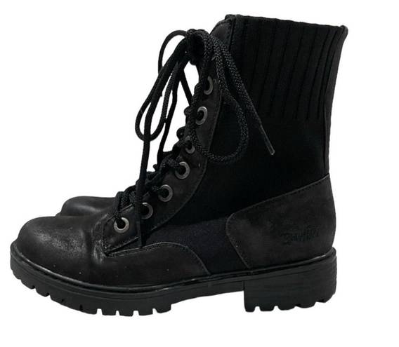 blowfish  Malibu women’s black moto combat boots, stretch shaft size 6.5