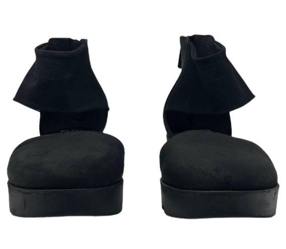 Eileen Fisher Mesh Ankle Nubuck Wedge Women’s Size 6 1/2 Black Shoes Zipper Back