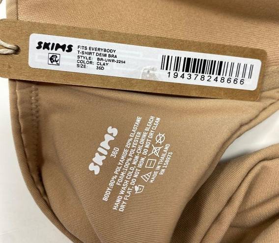 SKIMS  Fits Everybody T-Shirt Demi Bra Clay  BR-UWR-2294 size 36D