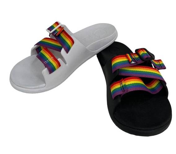 Chacos Chaco Chillos Progress Pride Slides Black White Womens 10