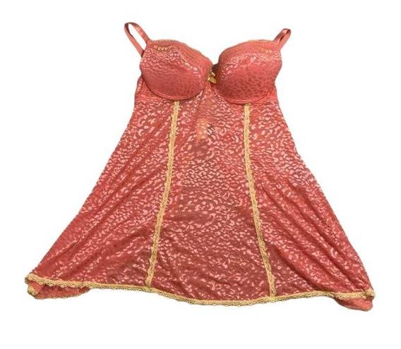 Passion Forever Vintage Y2k  Hot Pink Animal Printed Lingerie Top