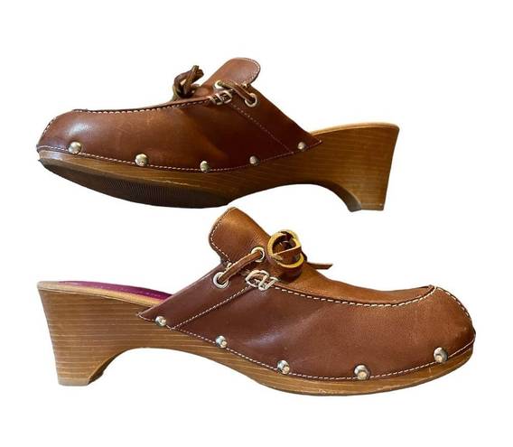 Isaac Mizrahi  Leather Slip On Mule Clogs Size 10