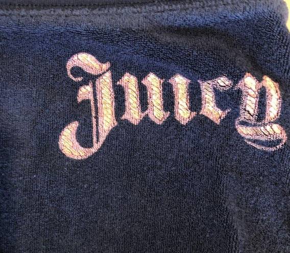 Juicy Couture Y2K  Vintage Navy Blue Terry Track Pants JC logo Medium Flares Rare