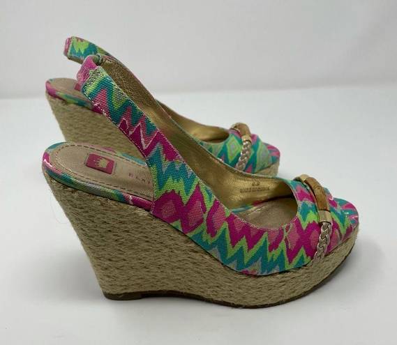 Harper Elaine Turner  Batik Print Wedge Sandals Size 6.5