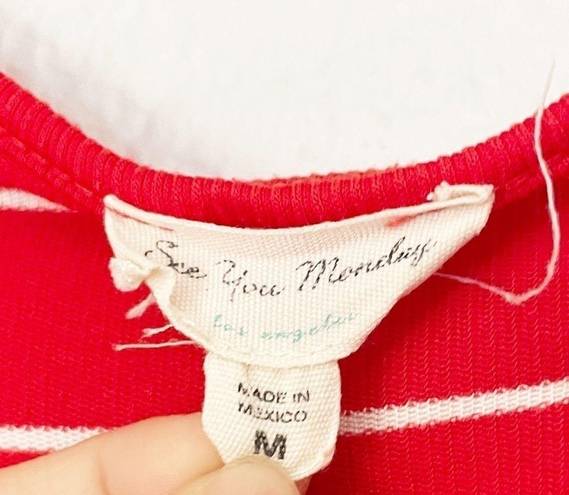 See You Monday  Striped Tiered Knit Red White Dress Medium