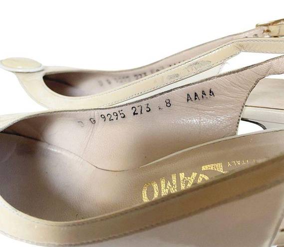 Salvatore Ferragamo Vintage Ferragamo Slingback Heels White & Bone Leather Women’s Size 8 Pump Italy