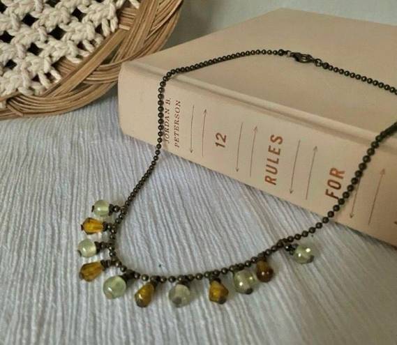 American Vintage Vintage “Saratoga” Brown Drop Bead Necklace Bohemian Tan Cream Gray Neutral