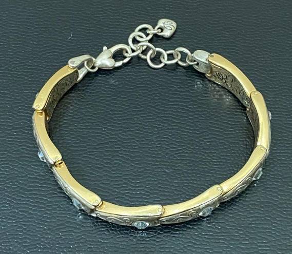 Brighton Retired Vintage  2-tone Gold & Silver Rhinestone Ornate Link Bracelet