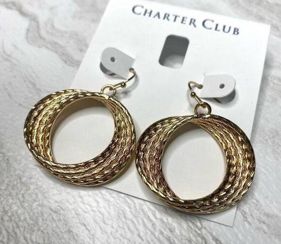 Charter Club  Gold-Tone Multi-Row Twisted Circle Fish Hook Drop Earrings Date