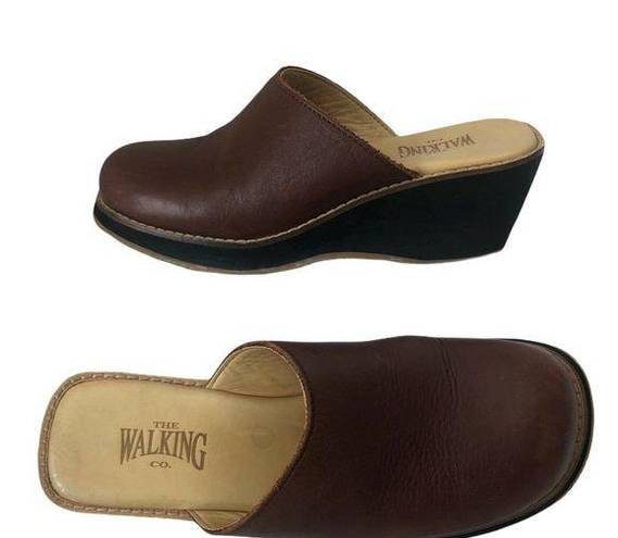 Krass&co The Walking . Sandals Slide Wedge Heels Size EU 38 / US 7.5 Leather Brown