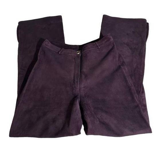 St. John  Purple Suede Leather Bootcut Pants Sz 6