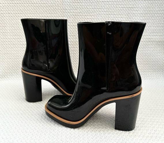 Melissa  Black Tan Trim Classic Heeled Rain Boot Booties EU 40 US 9