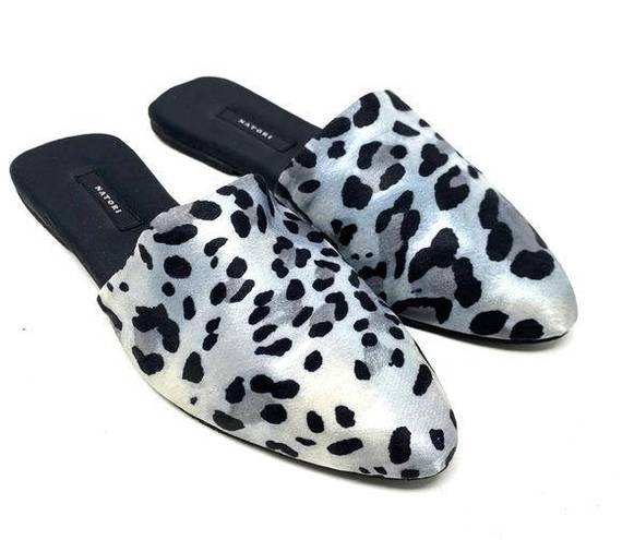 Natori  Adore Satin Leopard Print Mules Black Gray Size US 7