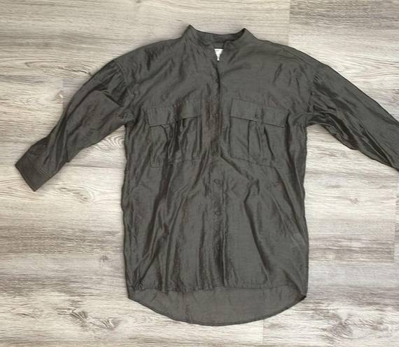 Joie Gray 3/4 Sleeve Lightweight Button Down Women's Shirt Front Pockets Size XS