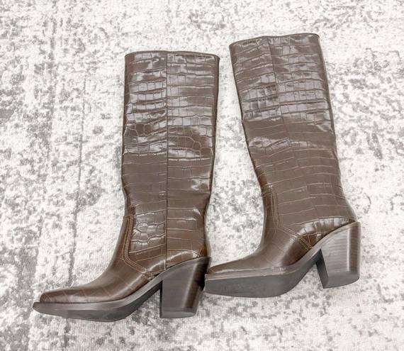 Loeffler Randall NEW  Lynn Snip Toe Embossed Block Heel Tall Boots