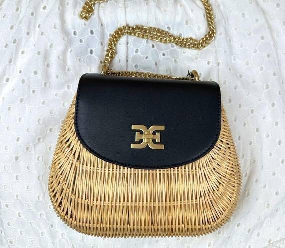 Sam Edelman  Millie Basket Flap Shoulder Bag - Black / Rattan