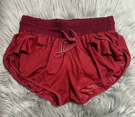 Free People  L Flounce Ruffle FP Movement Collection Burgundy Size Small