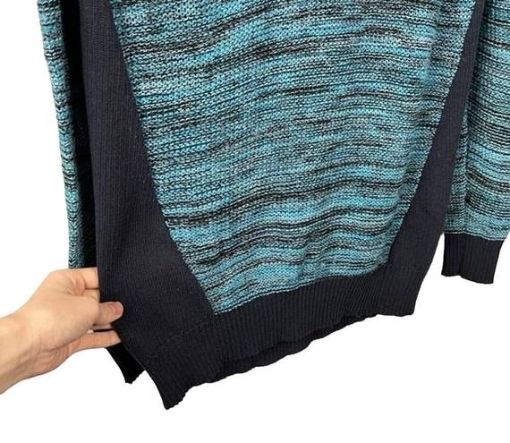 Vintage Havana  Womens Size L Marled Knit Tunic Sweater Long Sleeve Teal Blue