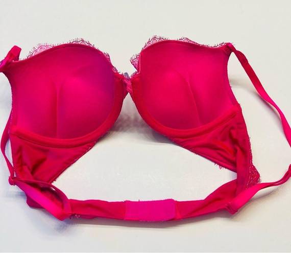 Victoria's Secret  Bombshell Plunge Super Push Up Bra Lace 36A add 2 Cups Pink