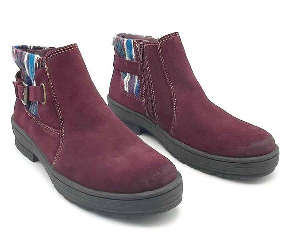 Earth Origins  Tate Bootie Burgundy Suede Boho Knit Ankle Boot Women’s Size 9