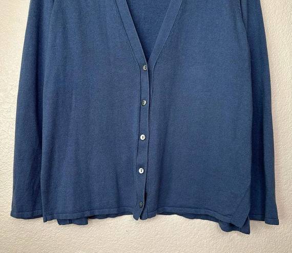 J.Jill  Silk Wool Blend Blue Button Down Long Sleeves Cardigan