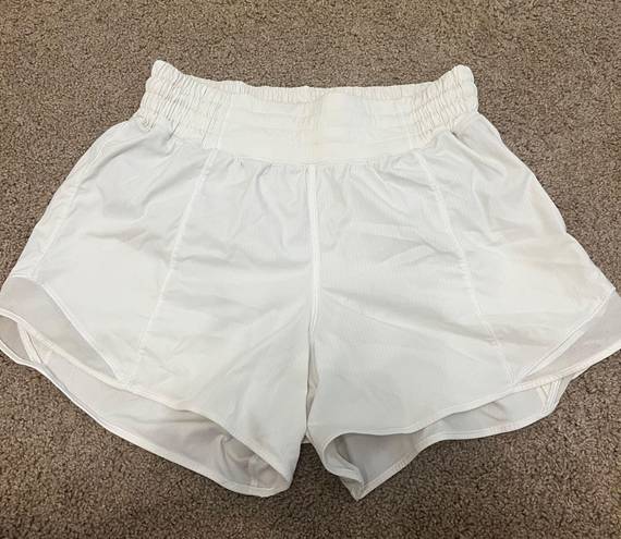 Lululemon White Hotty Hot Shorts 4”