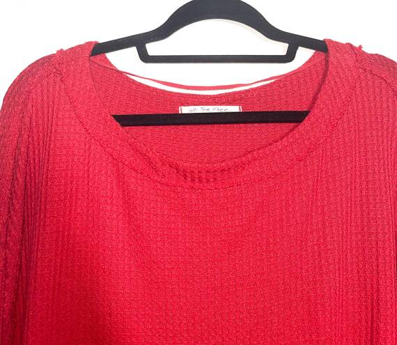 We The Free FP North Shore Red Waffle Knit Oversized Top