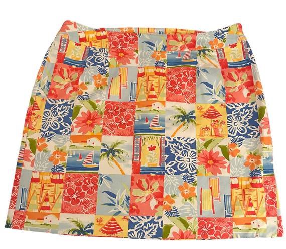 Talbots NWOT  Tropical Print Patchwork Skirt Woman Petites Size 18W