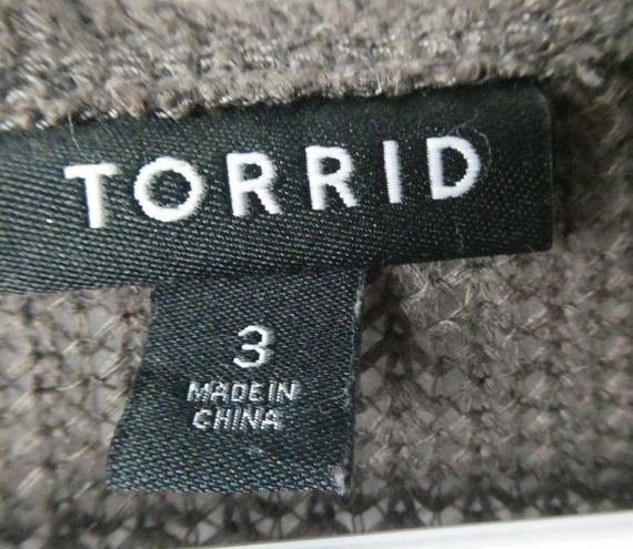 Torrid  Plus Size Taupe Ribbed Knit Open Front Cardigan Sweater Brown Pockets 3XL