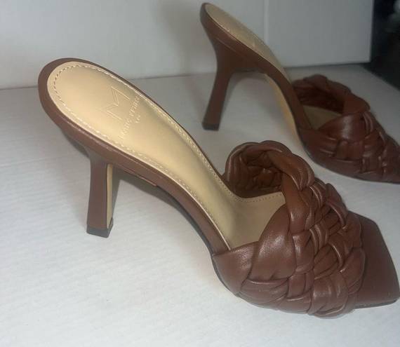 Marc Fisher  Braided Brown Leather Sz 6 1/2 Kitten Heel Sandal