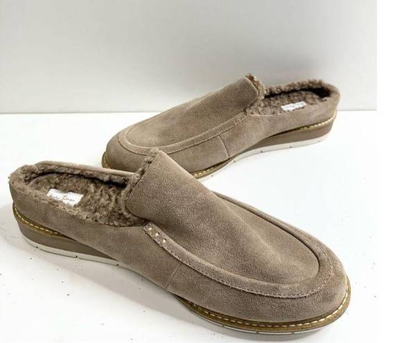 Me Too  Mules Womens Size 10 Tan Leather Upper Hayley Shearling Slip On Shoes