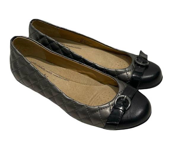 Buckle Black Softspots Quilted Leather Round Toe Slip On Shoes Captoe  Gray 6.5