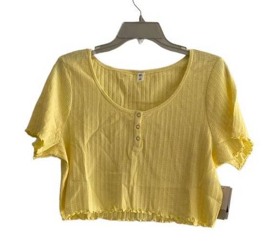 BP NWT  yellow lemonade Henley crop top 1X