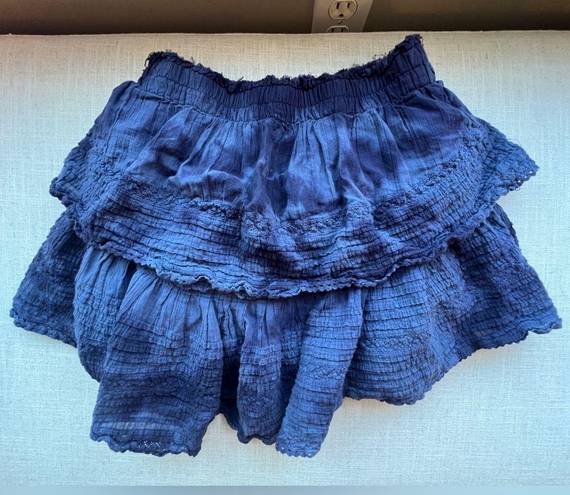 Aerie Rock N Ruffle Skirt in Blue Tie Dye | Size: Small