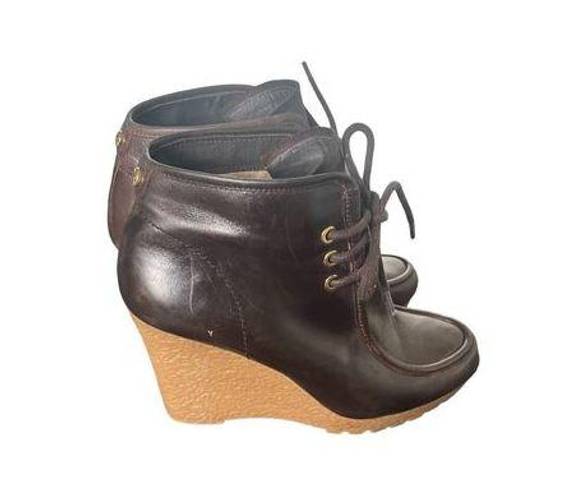 Michael Kors  Women’s Leather Dark Brown Wedge Ankle Booties Size 7M